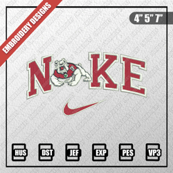 Sport Embroidery Designs, Nike Christmas Designs, Nike Fresno State Bulldogs Embroidery Designs, Digital Download