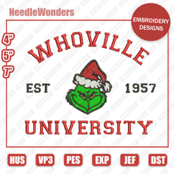 Grinch Embroidery Designs, Whoville University Grinch Christmas Designs, Christmas Embroidery Designs, Digital File