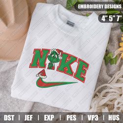 Nike Grinch Embroidery Files, Christmas Embroidery Designs, Nike Embroidery Designs Files, Instant Download