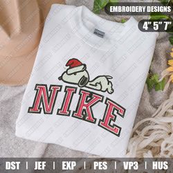 Snoopy Nike Christmas Embroidery Files, Christmas Embroidery Designs, Nike Embroidery Designs Files, Instant Download