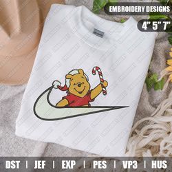 Nike X Pooh Christmas Embroidery Files, Christmas Embroidery Designs, Nike Embroidery Designs Files, Instant Download