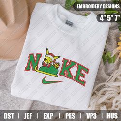 Nike Pikachu Santa Gift Christmas Embroidery Files, Christmas Embroidery Designs, Nike Embroidery Designs Files, Instant