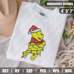 Winnie The Pooh Christmas Lights Embroidery Files, Disney Christmas Embroidery Designs, Disney Embroidery Designs Files,