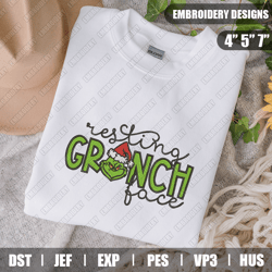 Resting Grinch Face Embroidery Files, Christmas Embroidery Designs, Grinch Embroidery Designs Files, Instant Download