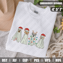 Four Ghost Dog Spooky Embroidery Files, Christmas Embroidery Designs, Four Ghost Dog Spooky Embroidery Designs Files, In