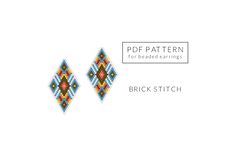 Native American print earrings DIY, Brick Stitch pattern, Miyuki Delica pattern, Beading, Instant download, Weaving
