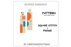 square stitch bead earrings pattern, seed bead pattern, beading, instant download, modern tie dye print, geometric
