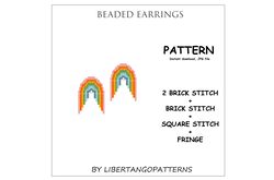 Seed bead pattern, Beading, Instant download, Seed bead kit, Rainbow beaded earrings, Dangle native earrings