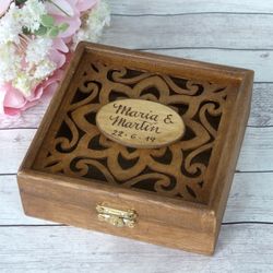 Wedding Coins Box. Personalized, Engraved Arras Box. Ducat Box. Wedding Gift Box. Jewelry Box. Wedding Ring Box.