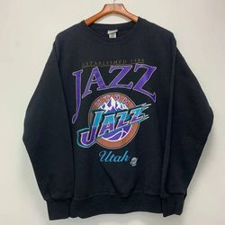 vintage nba jazz basketball sweatshirt tshirt, utah basketball sweatshirt, nba all star tee, basketball tee, unisex tshi
