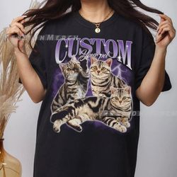 Comfort Colors Pet Custom Vintage Washed Shirt, Custom Cat T-Shirt, Dog Bootleg Retro 90s Tee, Cust