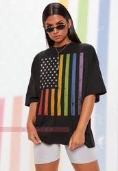 Rainbow USA Unisex Shirts,  PRIDE Months Shirts Human's Right, Funny LGBT T-Shir