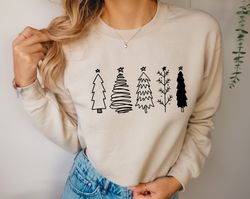 Christmas Trees Sweatshirt, Womens Holiday Top, Christmas Fashion, Womens Festive Clothing, Christmas Celebration Top
