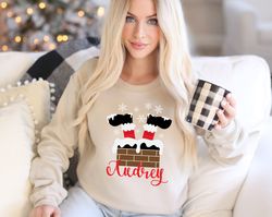 personalized name christmas chimney sweatshirt, custom christmas chimney sweat, personalized christmas gift, customizabl