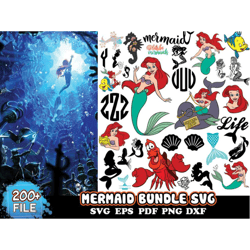 Little Mermaid SVG, Mermaid Tail SVG, Mermaid Symbol, Mermaid Clipart, Ariel SVG, Mermaid Silhouette, Little Mermaid PNG