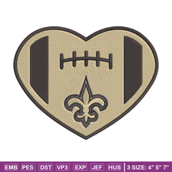Heart New Orleans Saints embroidery design, New Orleans Saints embroidery, NFL embroidery, logo sport embroidery.