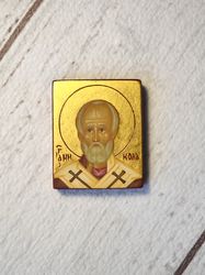 Nicholas the Wonderworker | Archbishop of Myra | Hand painted travel icon | Orthodox icon for travellers | Catholic icon