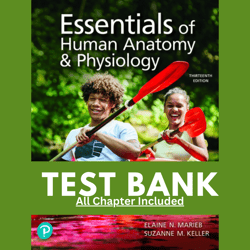 Test Bank for Essentials of Human Anatomy & Physiology , 13th Edition by Marieb, 9780137375561, Covering Chapters 1-16