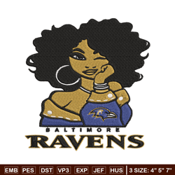 Baltimore Ravens Girl embroidery design, Ravens embroidery, NFL embroidery, logo sport embroidery, embroidery design