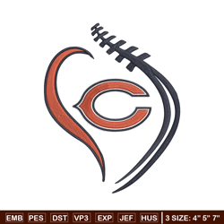 Chicago Bears Heart embroidery design, Chicago Bears embroidery, NFL embroidery, sport embroidery, embroidery design. (3