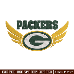 Green Bay Packers Wings  embroidery design, Packers embroidery, NFL embroidery, logo sport embroidery, embroidery design