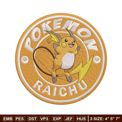 Raichu Embroidery Design, Pokemon Embroidery, Embroidery File, Anime Embroidery, Anime shirt, Digital download.