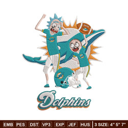Rick and Morty Miami Dolphins embroidery design, Miami Dolphins embroidery, NFL embroidery, logo sport embroidery.