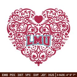 Loyola Marymount heart embroidery design, NCAA embroidery, Sport embroidery, Embroidery design, Logo sport embroidery