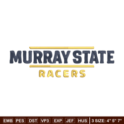Murray State Racers logo embroidery design, NCAA embroidery, Embroidery design, Logo sport embroidery, Sport embroidery