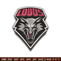 New Mexico Lobos logo embroidery design, NCAA embroidery, Embroidery design, Logo sport embroidery, Sport embroidery