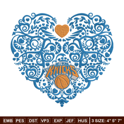 New York Knicks heart embroidery design, NBA embroidery, Sport embroidery, Logo sport embroidery,Embroidery design