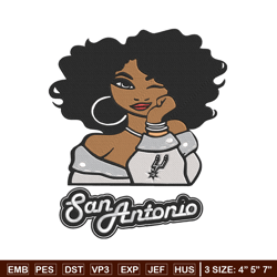 San Antonio Spurs girl embroidery design, NBA embroidery,Sport embroidery,Embroidery design,Logo sport embroidery