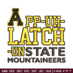 Appalachian State logo embroidery design, Sport embroidery, logo sport embroidery,Embroidery design, NCAA embroidery