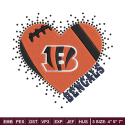 Heart Cincinnati Bengals embroidery design, Cincinnati Bengals embroidery, NFL embroidery, logo sport embroidery.