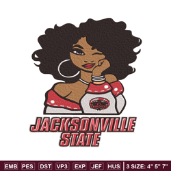 Jacksonville State girl embroidery design, NCAA embroidery, Embroidery design, Logo sport embroidery, Sport embroidery
