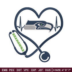 Stethoscope Seattle Seahawks embroidery design, Seahawks embroidery, NFL embroidery, sport embroidery, embroidery design