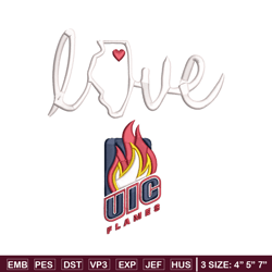 UIC Flames Logo embroidery design, NCAA embroidery, Sport embroidery,Embroidery design,Logo sport embroidery