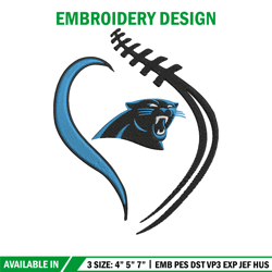 Carolina Panthers Heart embroidery design, Carolina Panthers embroidery, NFL embroidery, logo sport embroidery.