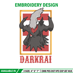 Darkrai poster Embroidery Design, Pokemon Embroidery, Embroidery File, Anime Embroidery, Anime shirt, Digital download