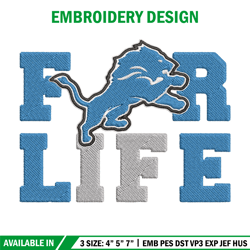 Detroit Lions For Life embroidery design, Detroit Lions embroidery, NFL embroidery, sport embroidery, embroidery design.