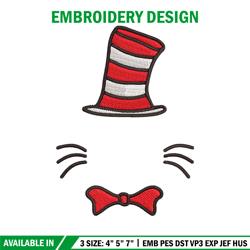 Dr Seuss Hat Embroidery Design, Dr seuss Embroidery, Embroidery File, logo shirt, Embroidery design, Digital download