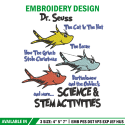 Dr Seuss Stem Activities Embroidery Design, Dr Seuss Embroidery, Embroidery File, Embroidery design, Digital download.