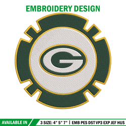 Green Bay Packers Poker Chip Ball embroidery design, Packers embroidery, NFL embroidery, logo sport embroidery.