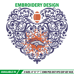 Heart Denver Broncos embroidery design, Denver Broncos embroidery, NFL embroidery, sport embroidery, embroidery design
