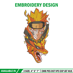 Naruto x kurama Embroidery Design, Naruto Embroidery, Embroidery File, Anime Embroidery, Anime shirt, Digital download