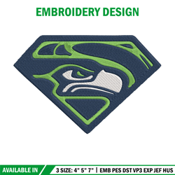 Seattle Seahawks Superman Symbol embroidery design, Seattle Seahawks embroidery, NFL embroidery, logo sport embroidery.