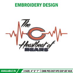 The heartbeat of Chicago Bears embroidery design, Bears embroidery, NFL embroidery, sport embroidery, embroidery design.