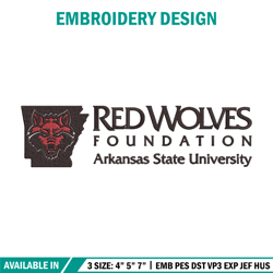 Arkansas State logo embroidery design, NCAA embroidery,Sport embroidery,logo sport embroidery,Embroidery design.
