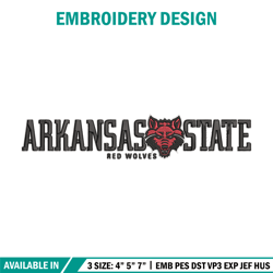 Arkansas State logo embroidery design, NCAA embroidery,Sport embroidery,Logo sport embroidery,Embroidery design