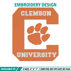 Clemson University logo embroidery design,NCAA embroidery,Sport embroidery,logo sport embroidery,Embroidery design